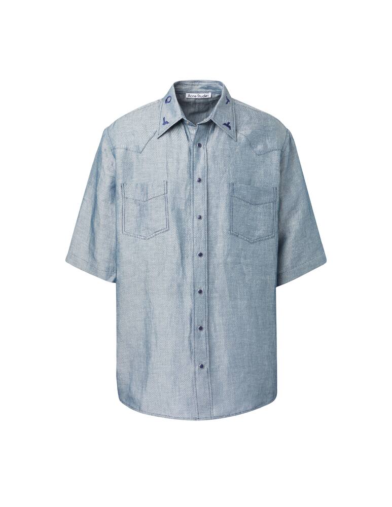 rinascente Acne Studios Camicia manica corta in denim - blu