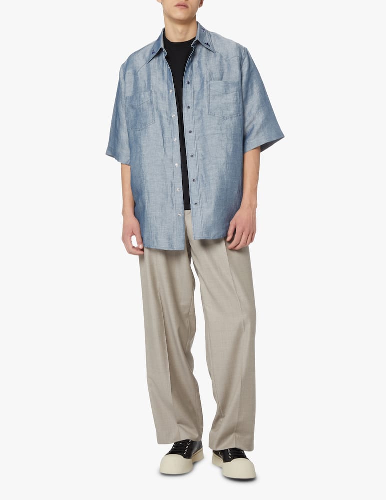 rinascente Acne Studios Camicia manica corta in denim - blu
