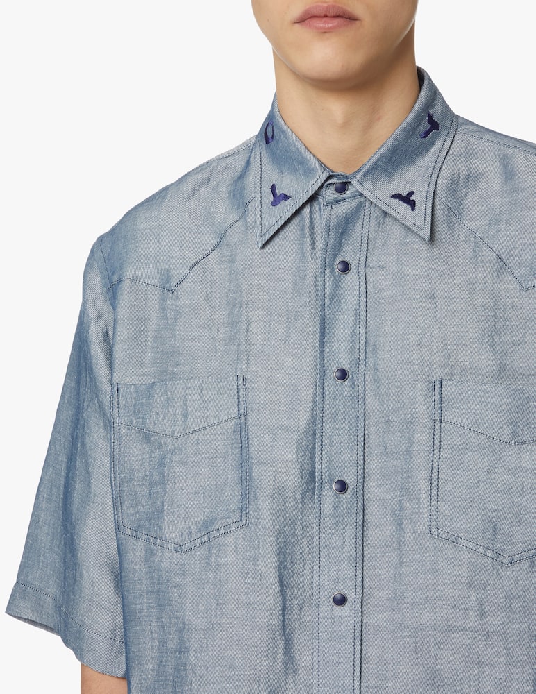 rinascente Acne Studios Camicia manica corta in denim - blu