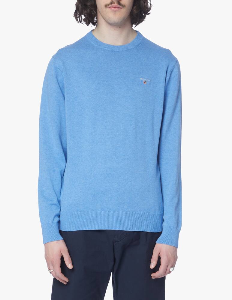 rinascente Gant Satinized cotton roundneck sweater - light blue