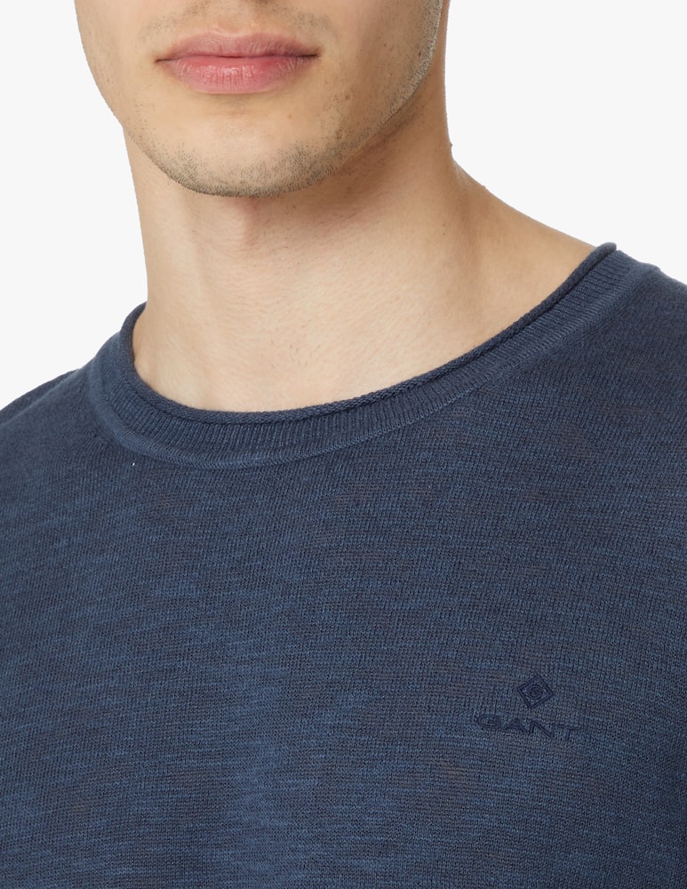 rinascente Gant Cotton linen silk roundneck sweater - blue