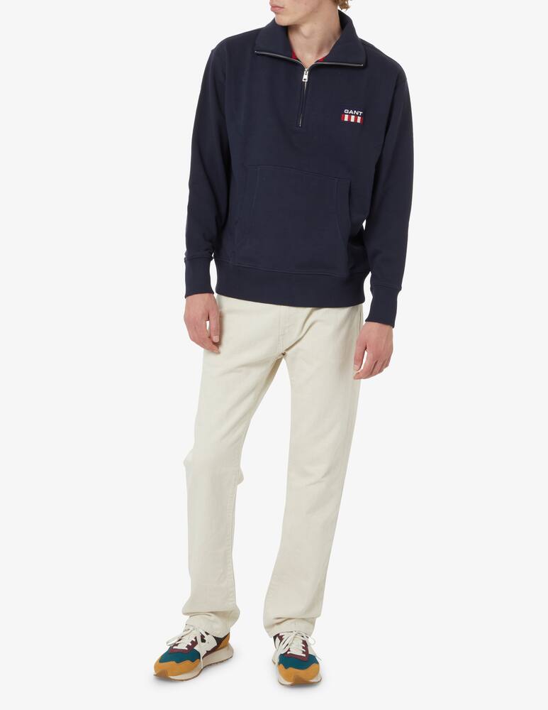 rinascente Gant Zip retro shield front pockets sweatshirt - Blue