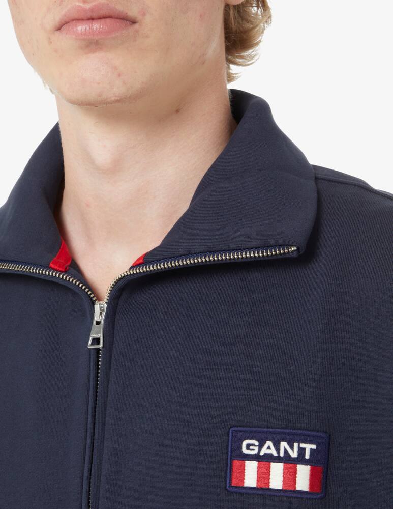 rinascente Gant Zip retro shield front pockets sweatshirt - Blue
