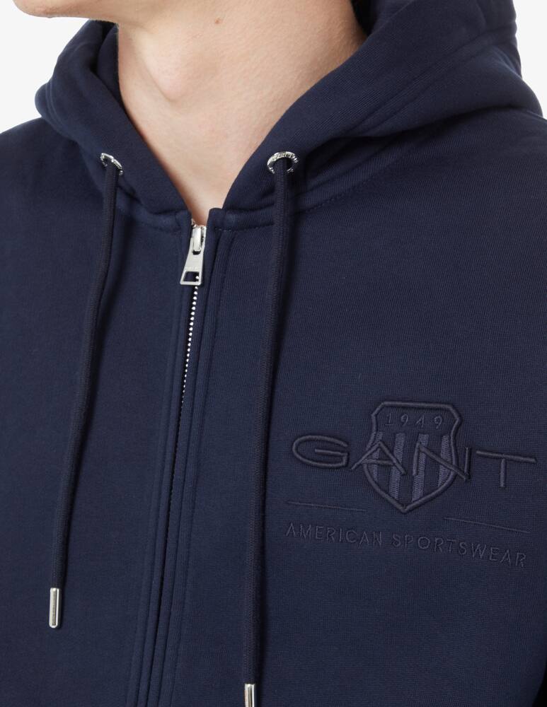 rinascente Gant Fzip archive shield hoodie - Blue