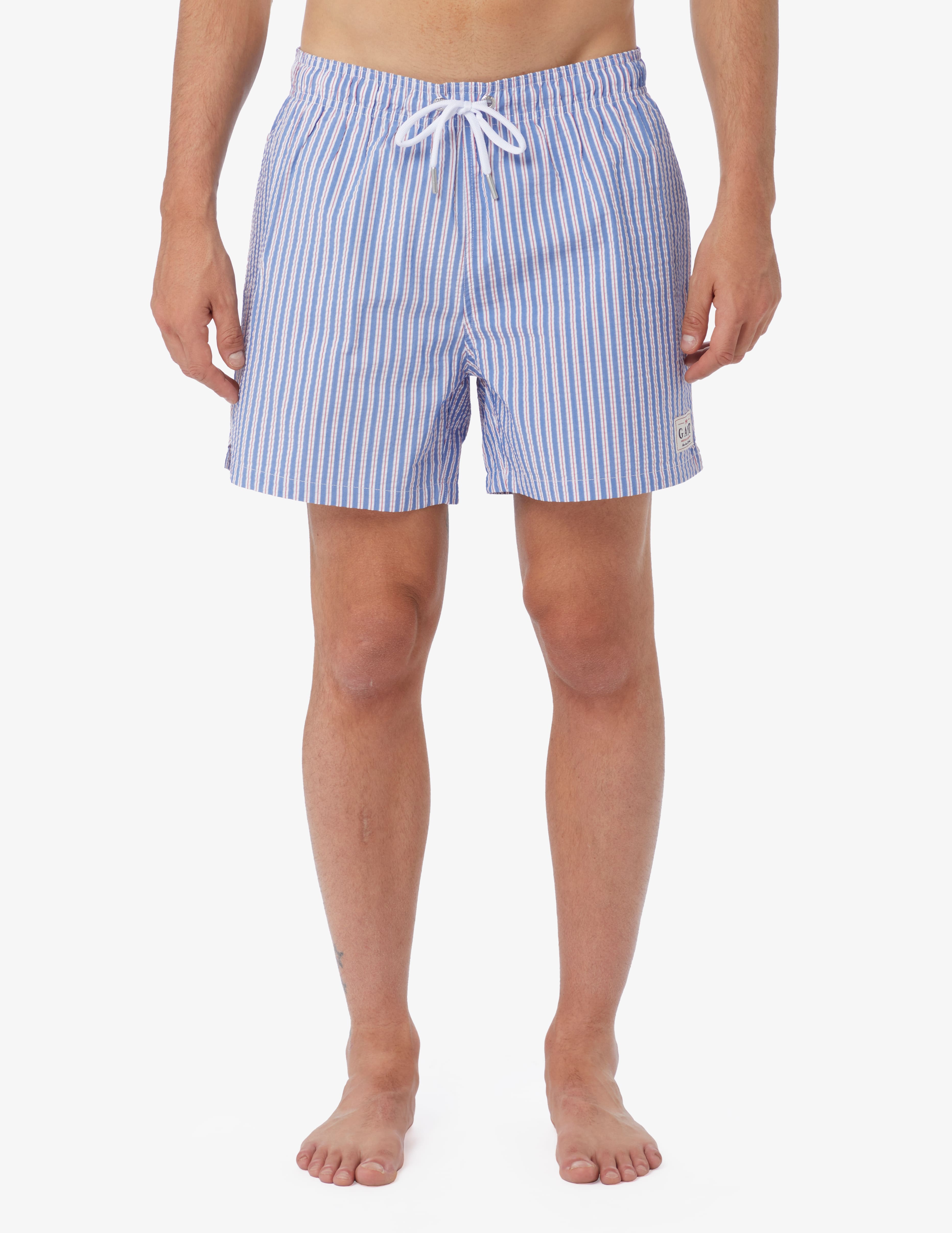 Shop Gant Striped seersucker swimsuit on Rinascente