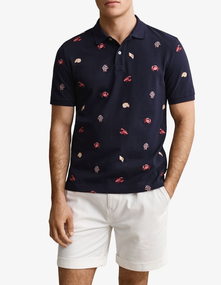 rinascente Gant Embroidered sea motif polo