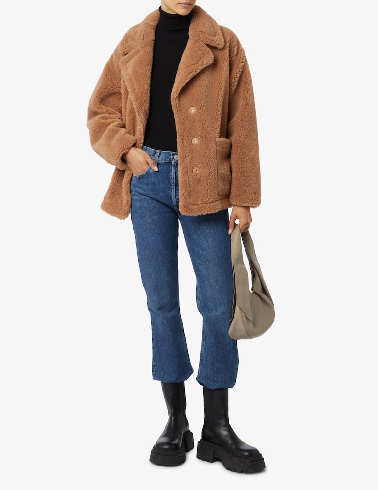 rinascente Stand Studio Marina crop teddy coat - Brown