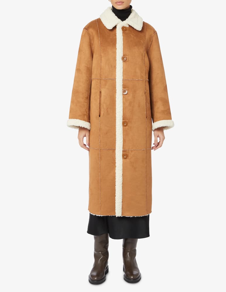 rinascente Stand Studio Kenca synthetic shearling long coat - White