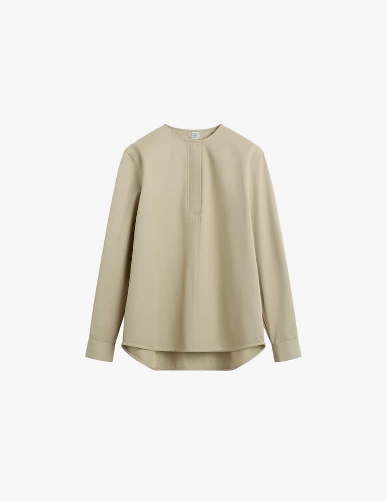 TOTEME Collarless cotton-twill shirt - picture 1 TOTEME Collarless cotton-twill shirt - picture 1
