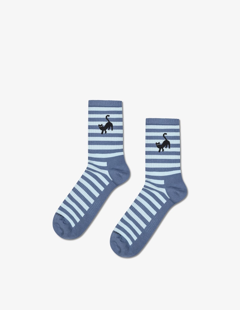 rinascente Happy Socks Calze sneaker a righe con gatto