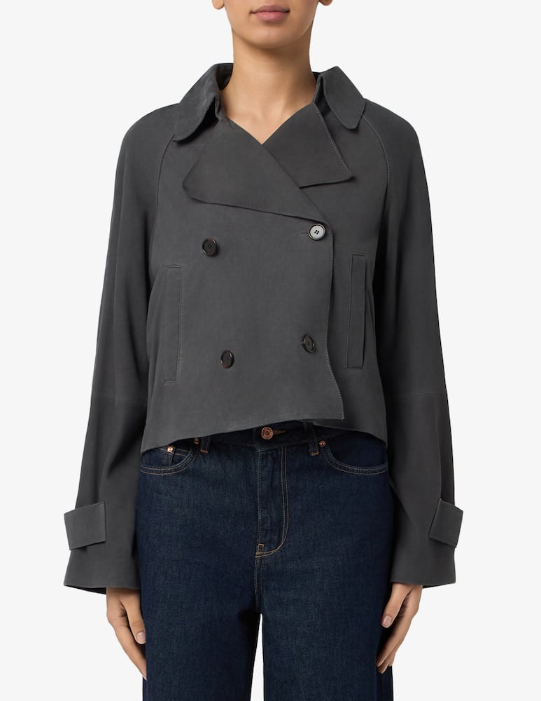rinascente Marc O'Polo Short suede double breasted trench