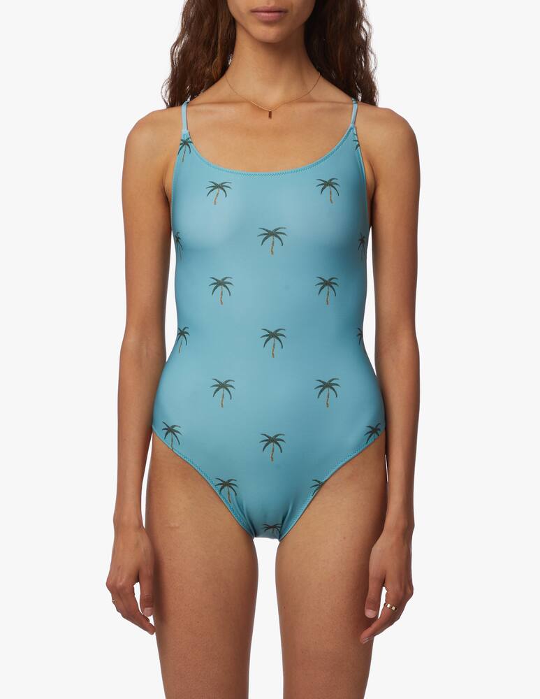 rinascente Oas Blue Palm tie-back one-piece swimsuit