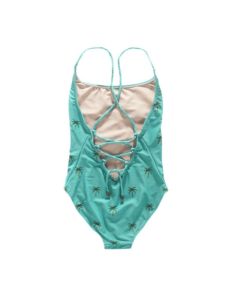 rinascente Oas Blue Palm tie-back one-piece swimsuit
