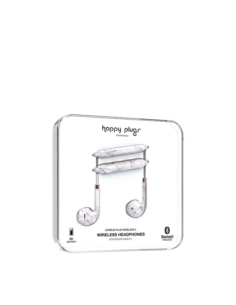 rinascente Happy Plugs Wireless II - White Marble headphones