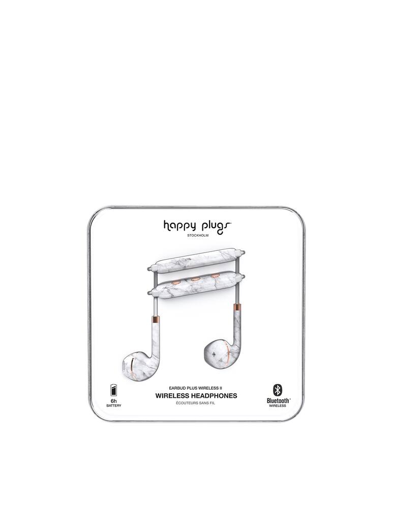 rinascente Happy Plugs Wireless II - White Marble headphones