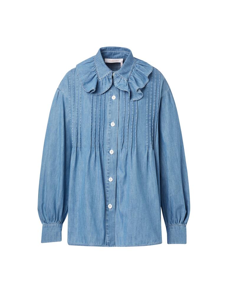 See By Chloé Shirt with voile collar - blue - picture 5 See By Chloé Shirt with voile collar - blue - picture 5