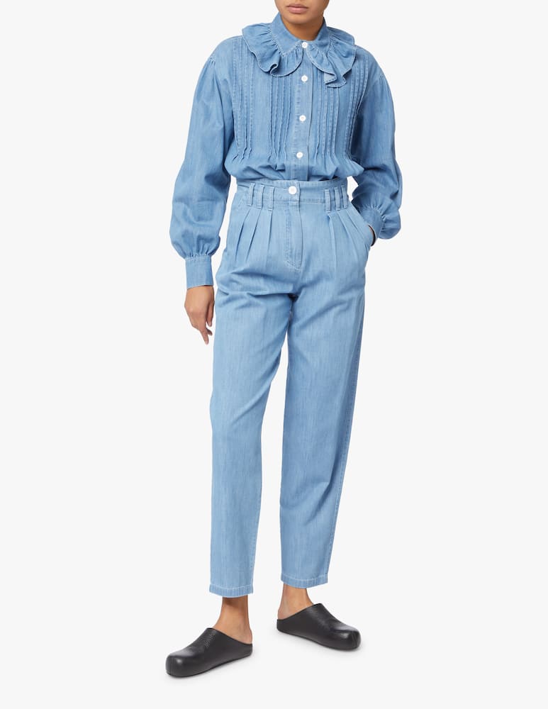 See By Chloé Shirt with voile collar - blue - picture 2 See By Chloé Shirt with voile collar - blue - picture 2
