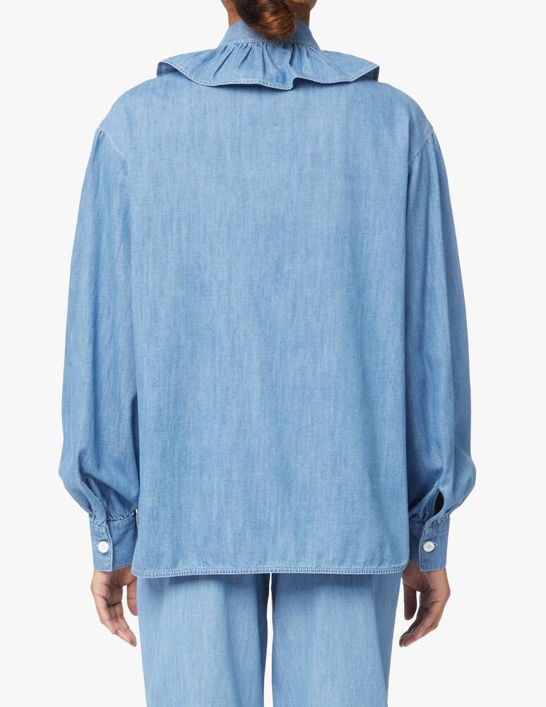 See By Chloé Shirt with voile collar - blue - picture 3 See By Chloé Shirt with voile collar - blue - picture 3