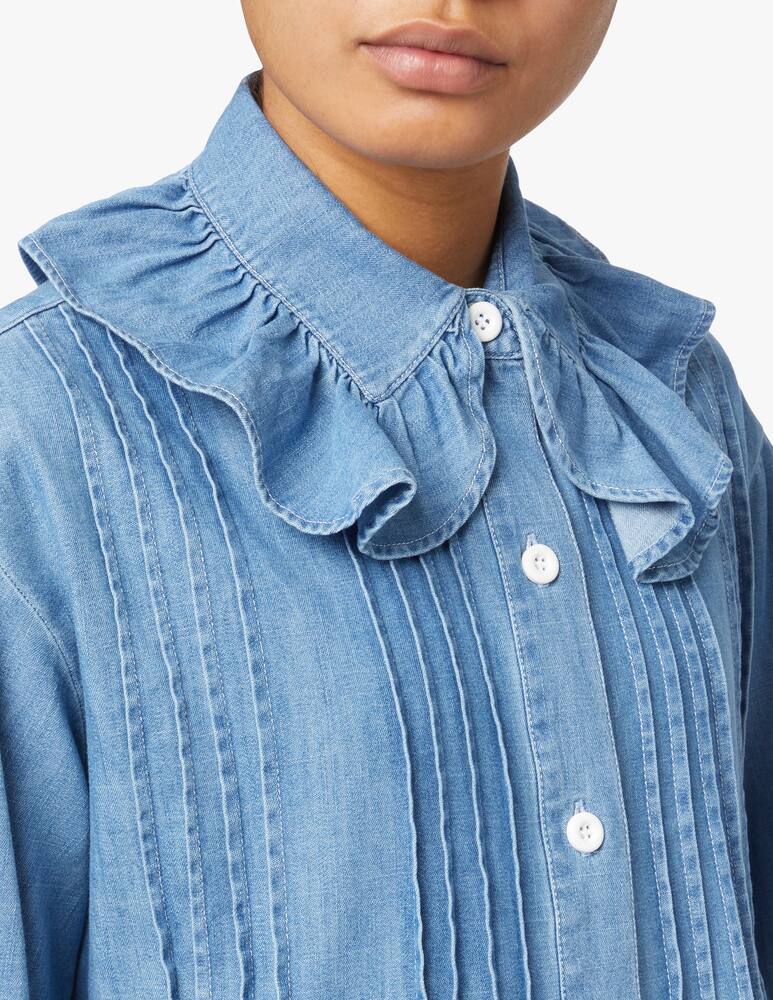 See By Chloé Shirt with voile collar - blue - picture 4 See By Chloé Shirt with voile collar - blue - picture 4