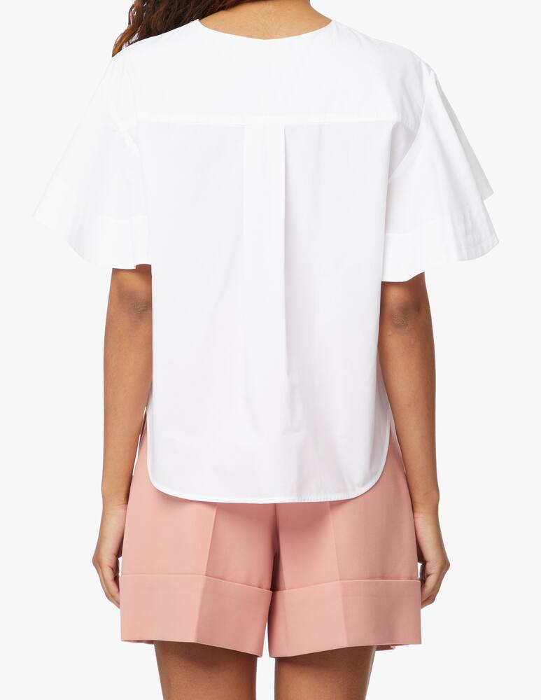 rinascente See By Chloé T-shirt with tulle and broderie anglaise sleeves - white