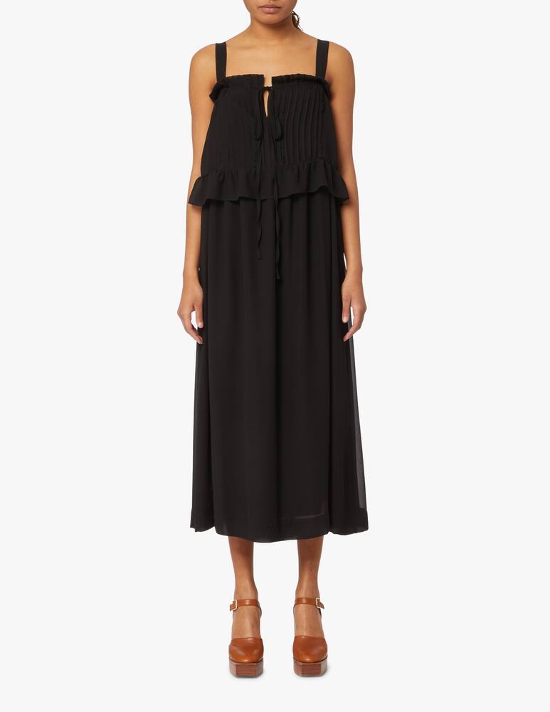 rinascente See By Chloé Maxi dress with tulle - black