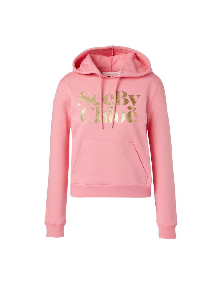 rinascente See By Chloé Hoodie with gold logo - pink