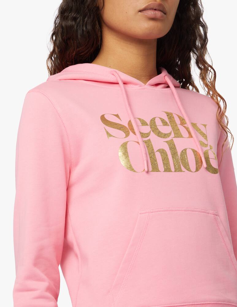 rinascente See By Chloé Hoodie with gold logo - pink