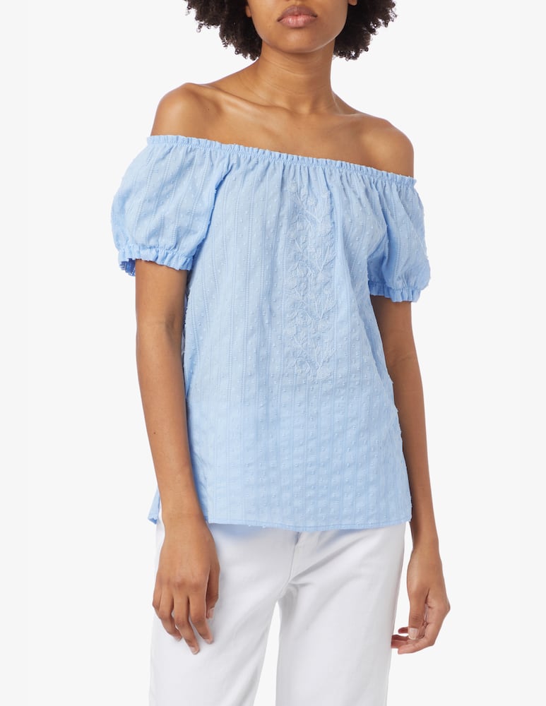 rinascente See By Chloé Blusa in cotone con ricamo - azzurro