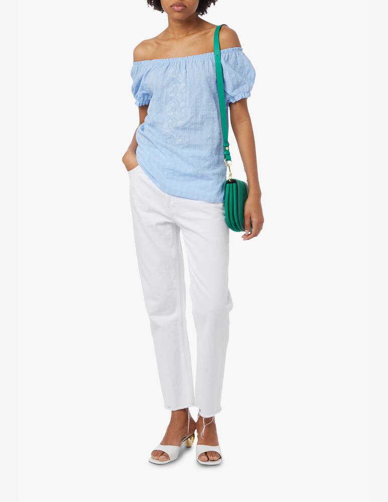 rinascente See By Chloé Blusa in cotone con ricamo - azzurro
