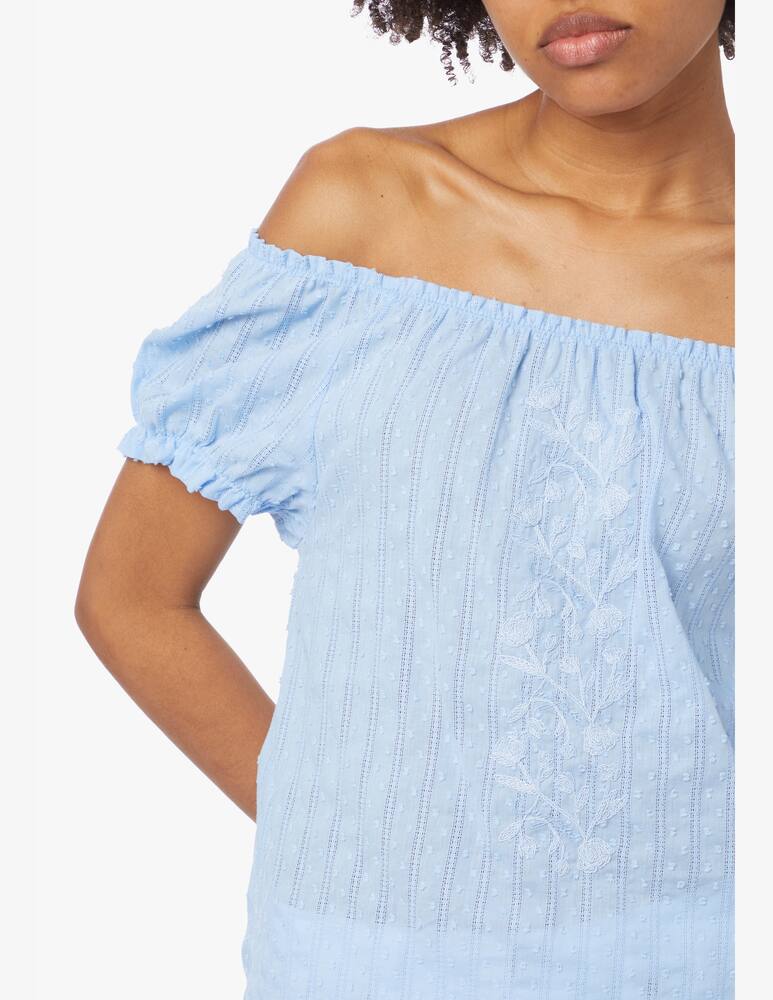 rinascente See By Chloé Blusa in cotone con ricamo - azzurro