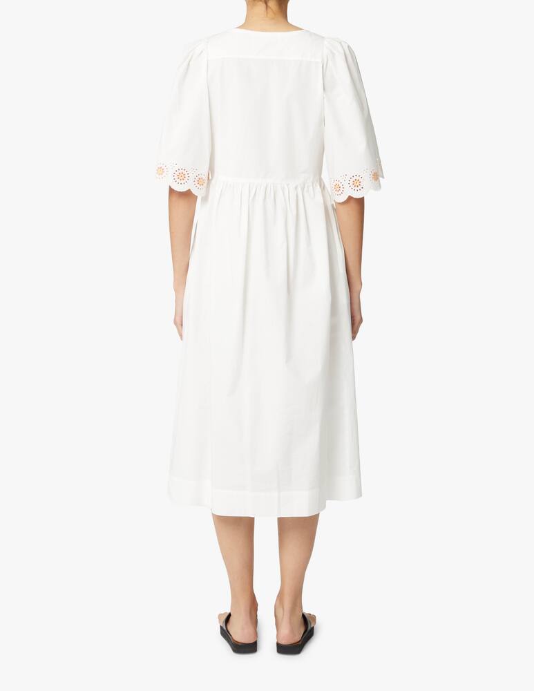 rinascente See By Chloé Vestito midi a maniche corte con ricamo - bianco