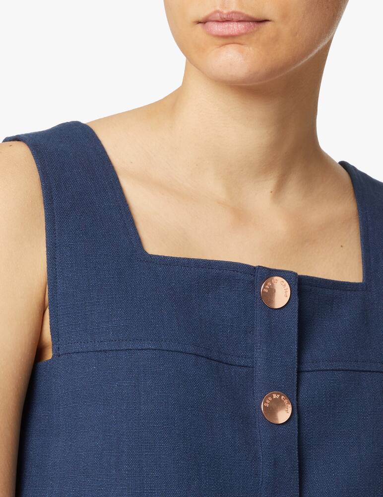 rinascente See By Chloé Linen blend cropped tank - blue
