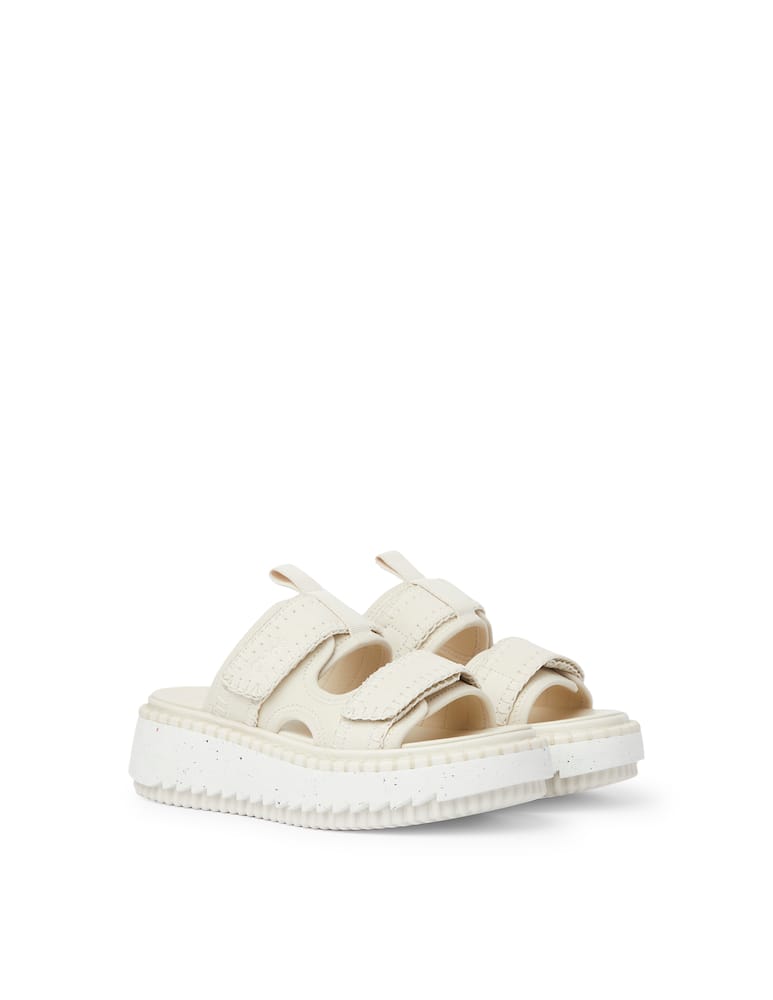 rinascente Chloé New Lili flatform leather sandals with 2 bands - white