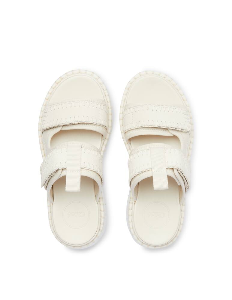 rinascente Chloé New Lili flatform leather sandals with 2 bands - white