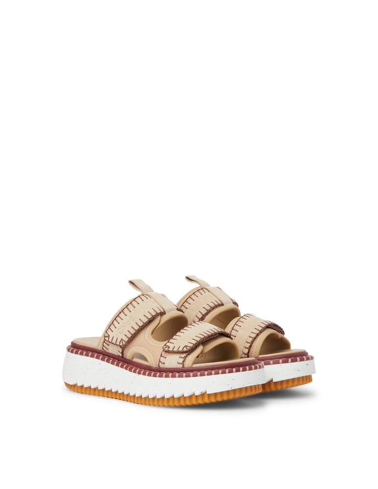 rinascente Chloé New Lili flatform leather sandals with 2 bands - pink