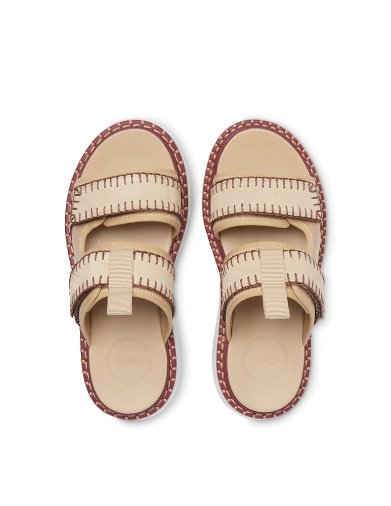 rinascente Chloé New Lili flatform leather sandals with 2 bands - pink