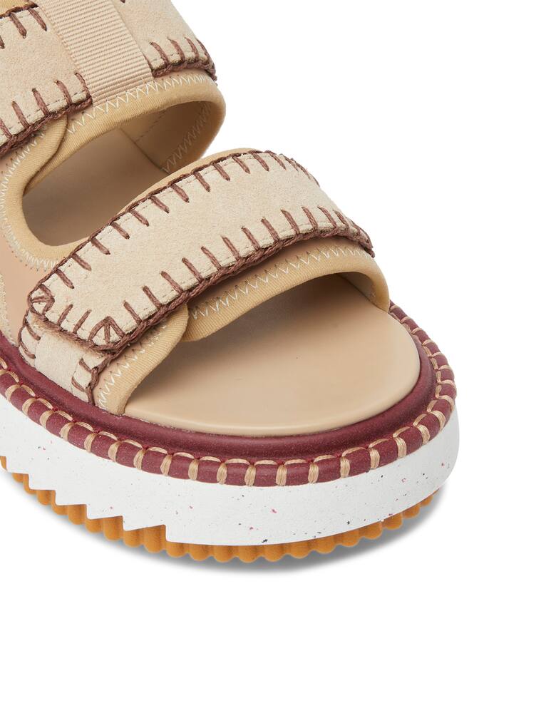 rinascente Chloé New Lili flatform leather sandals with 2 bands - pink