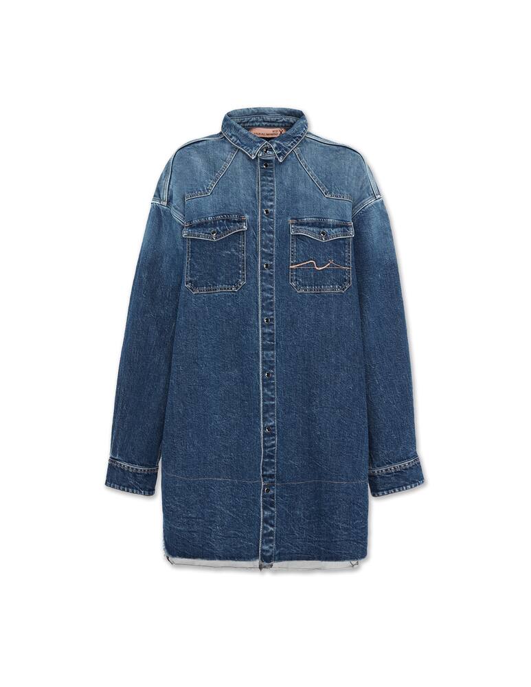 rinascente 7 For All Mankind Denim overshirt with chiffon - blue