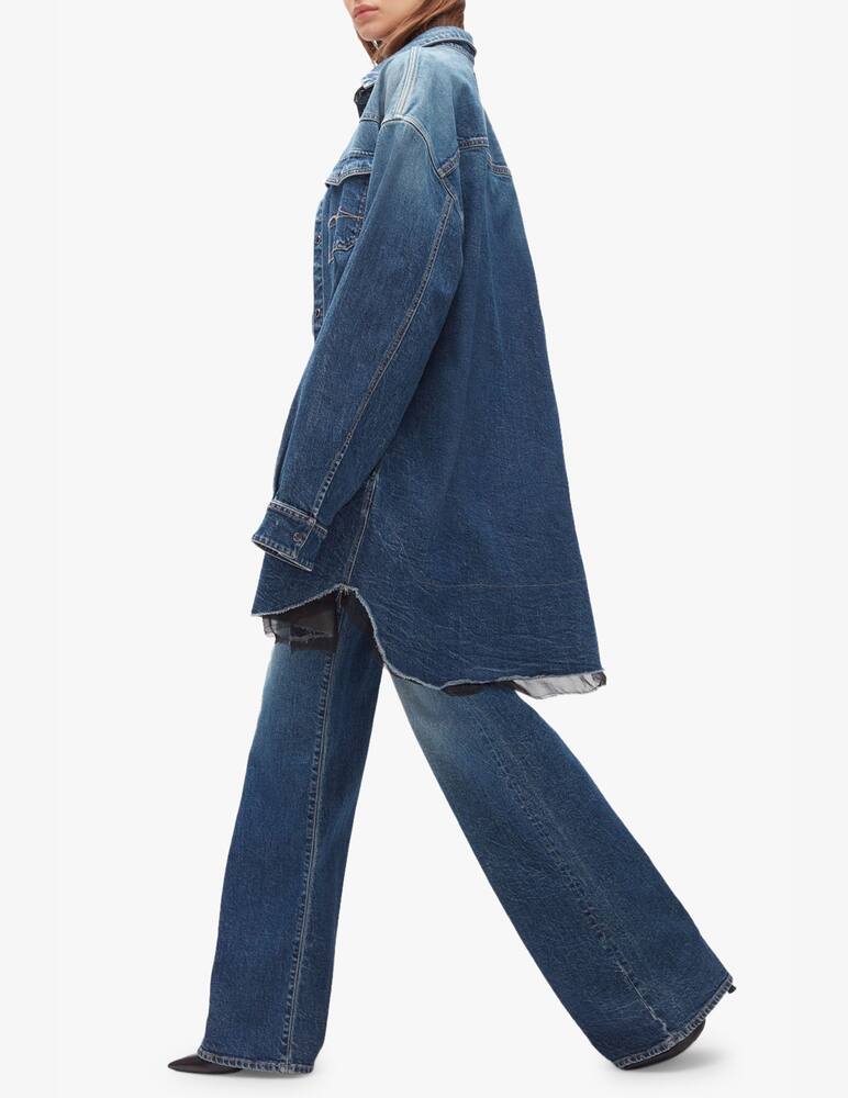 rinascente 7 For All Mankind Denim overshirt with chiffon - blue