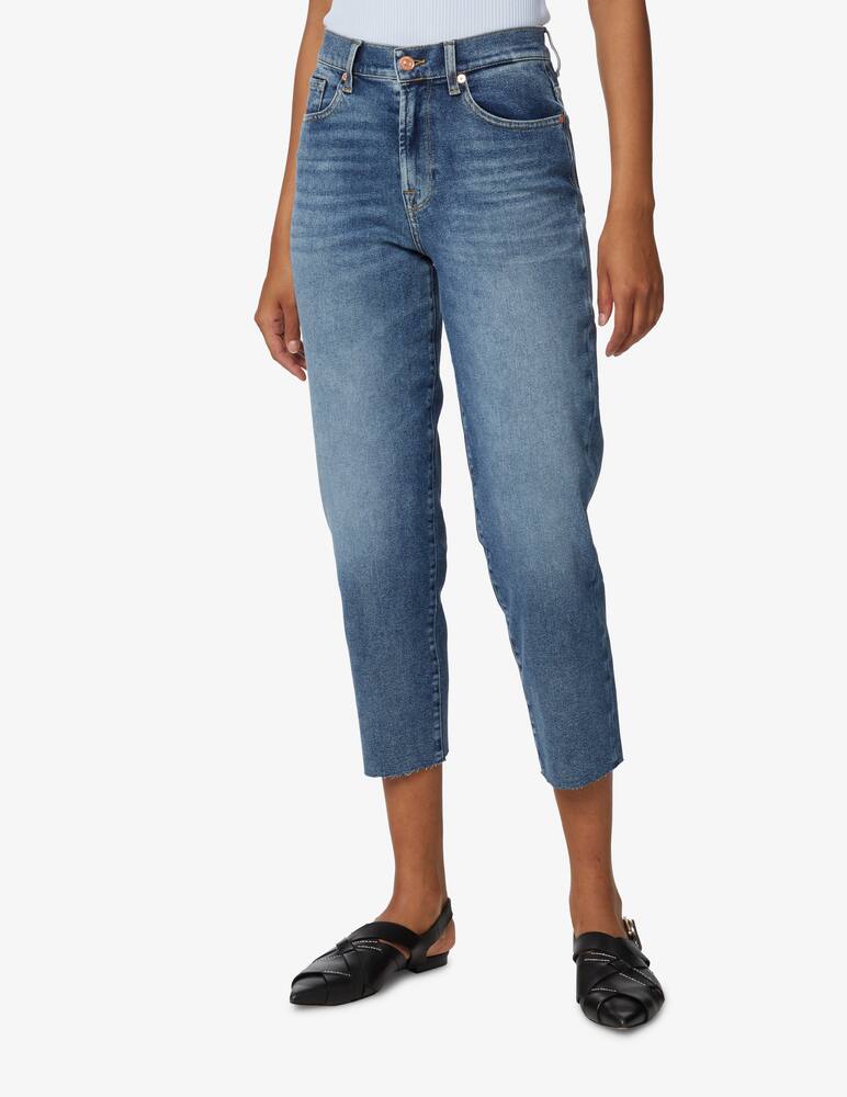 rinascente 7 For All Mankind Malia straight leg jeans with raw cut hem - blue