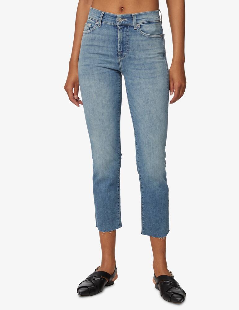 rinascente 7 For All Mankind Jeans a gamba dritta con orlo a taglio vivo - blu