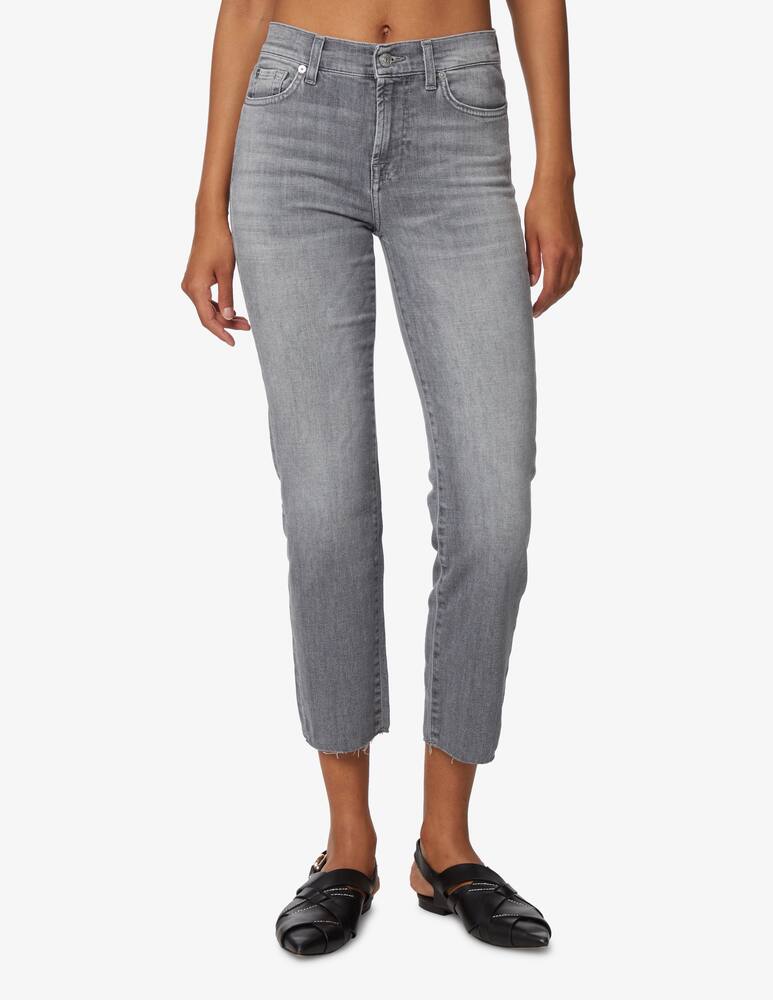 rinascente 7 For All Mankind Jeans a gamba dritta con orlo a taglio vivo - grigio