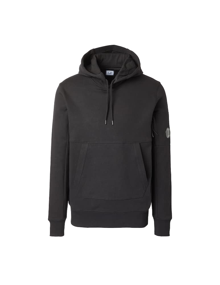 rinascente Cp Company Diagonal fleece hoodie logo - black