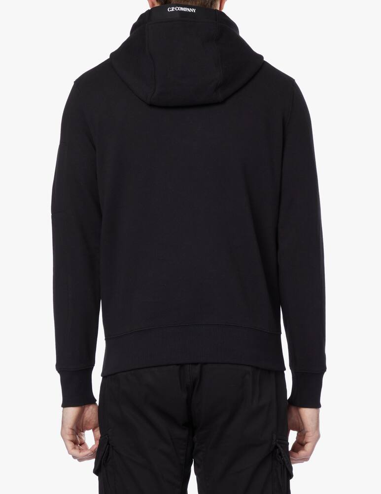 rinascente Cp Company Diagonal fleece hoodie logo - black