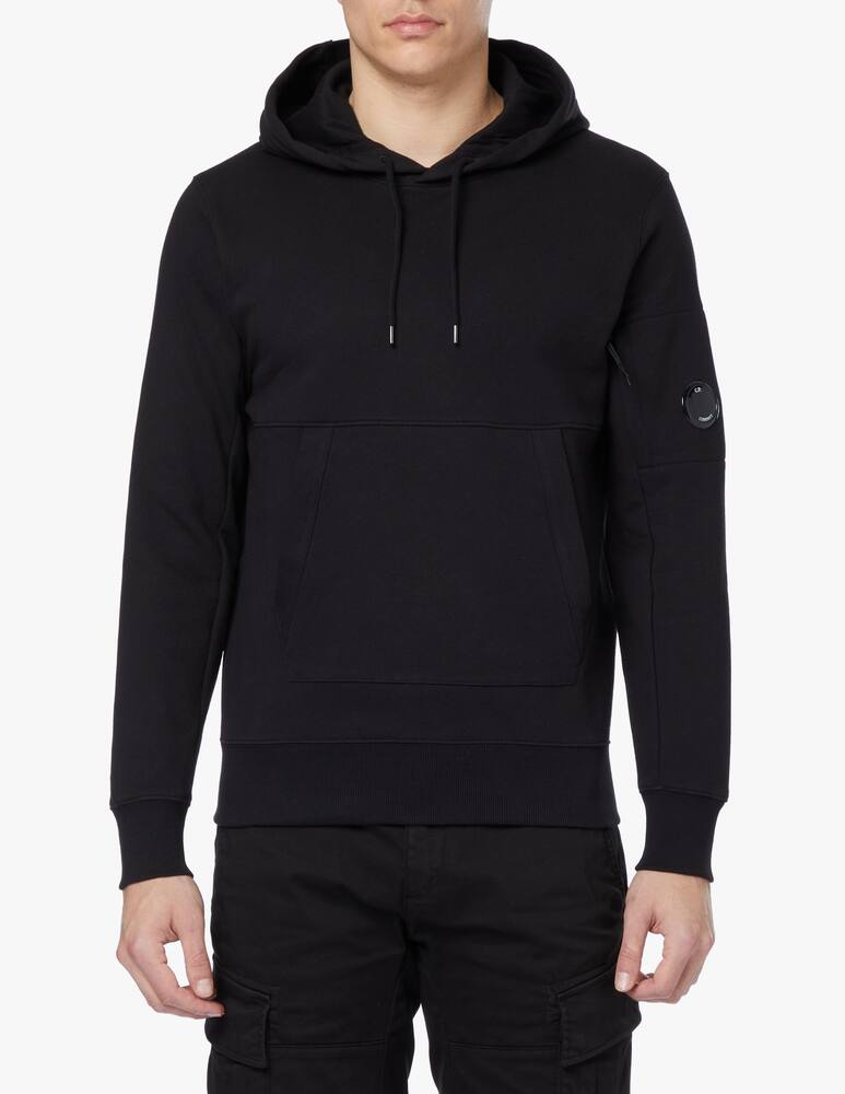 rinascente Cp Company Diagonal fleece hoodie logo - black