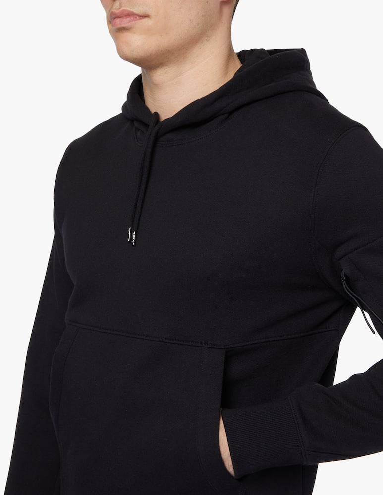 rinascente Cp Company Diagonal fleece hoodie logo - black