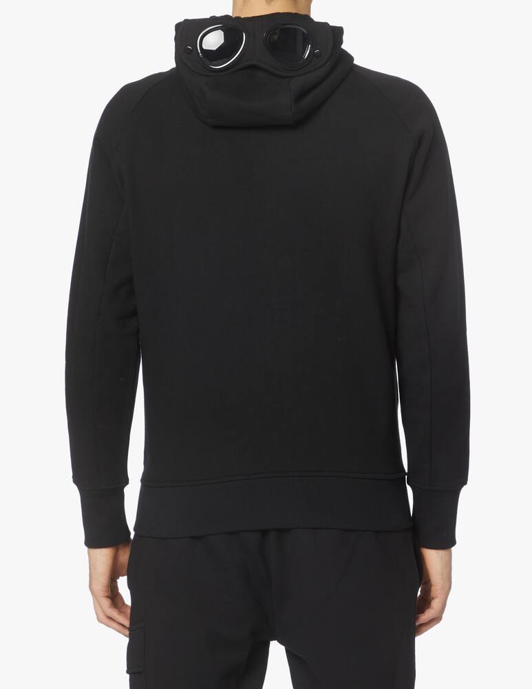 rinascente Cp Company Goggle diagonal fleece zip hooded sweater - black