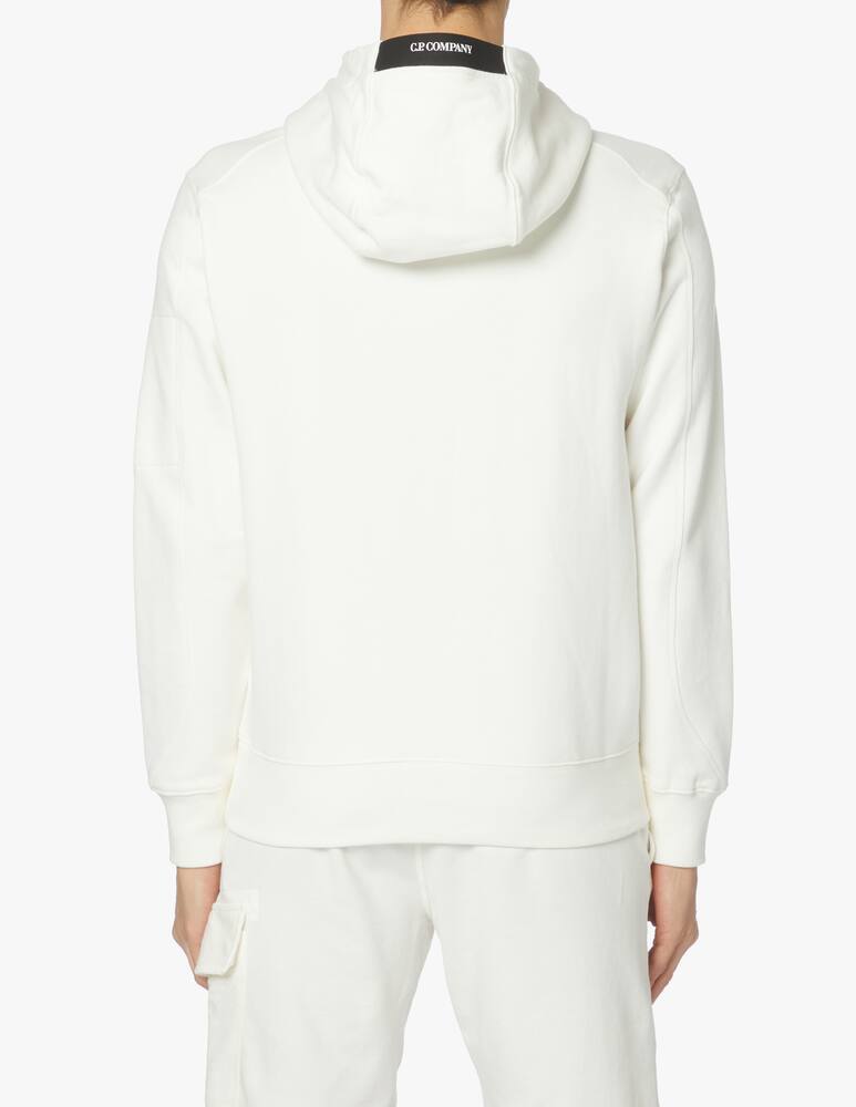 rinascente Cp Company Diagonal fleece hoodie logo - white