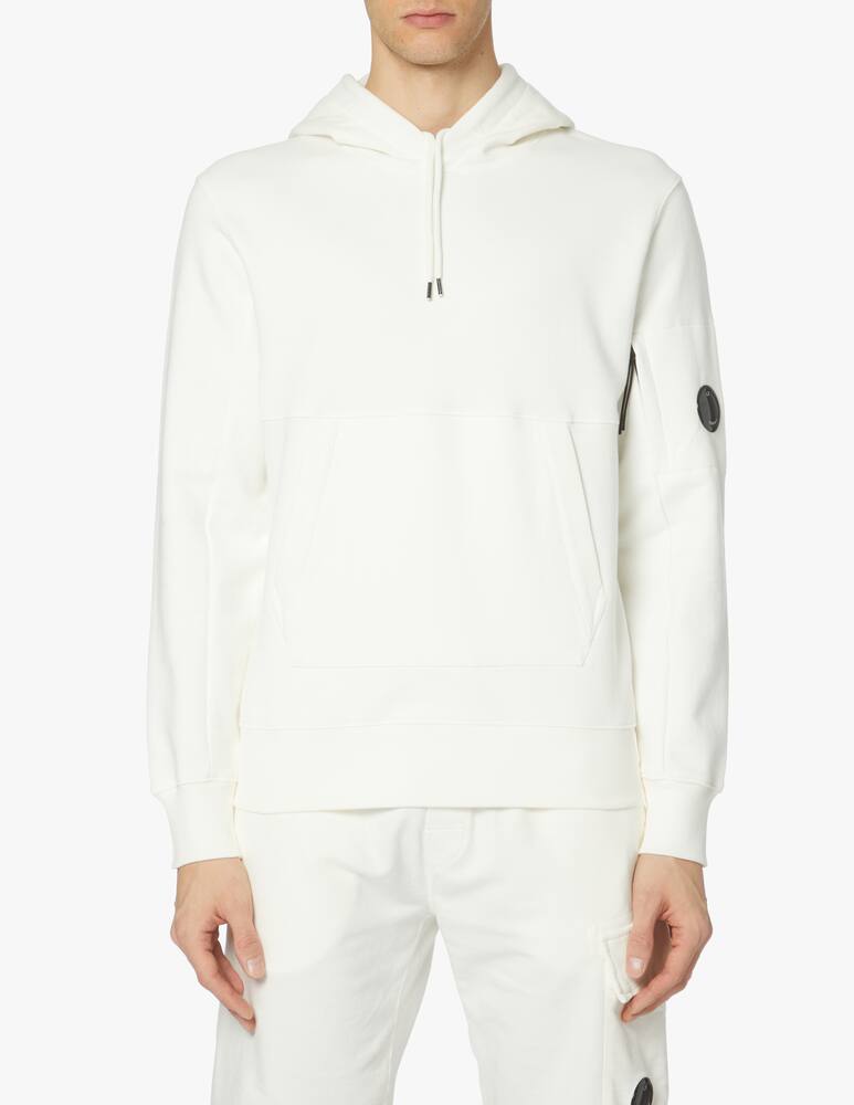rinascente Cp Company Diagonal fleece hoodie logo - white