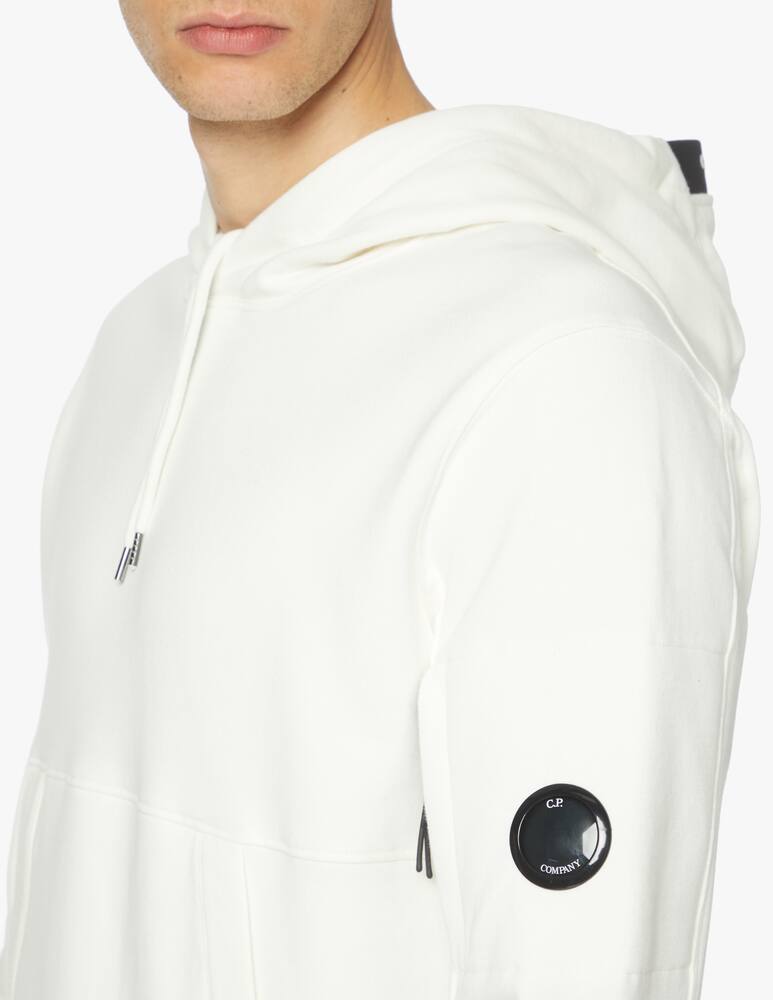 rinascente Cp Company Diagonal fleece hoodie logo - white